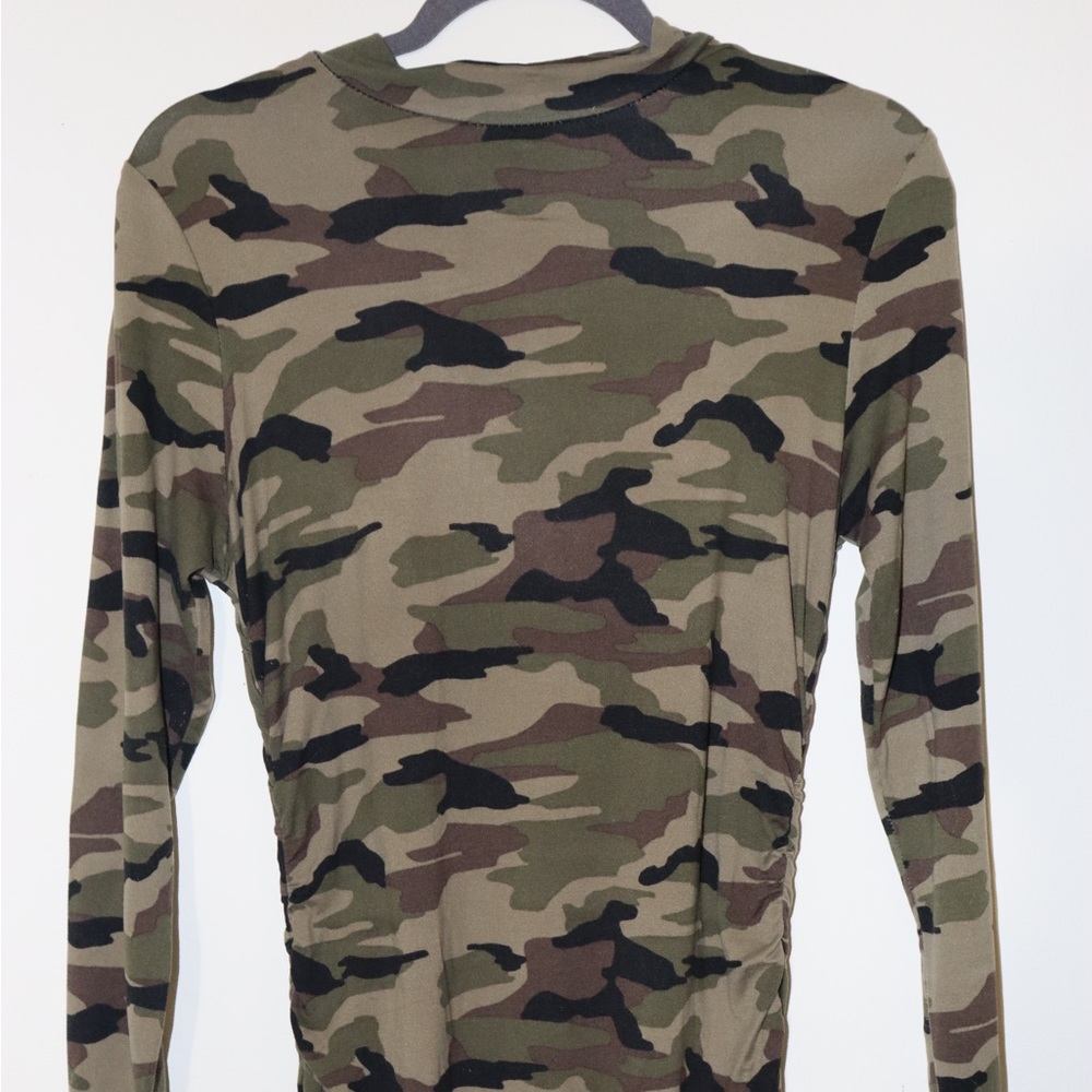Long Sleeve Camouflage Printed Maxi Dress